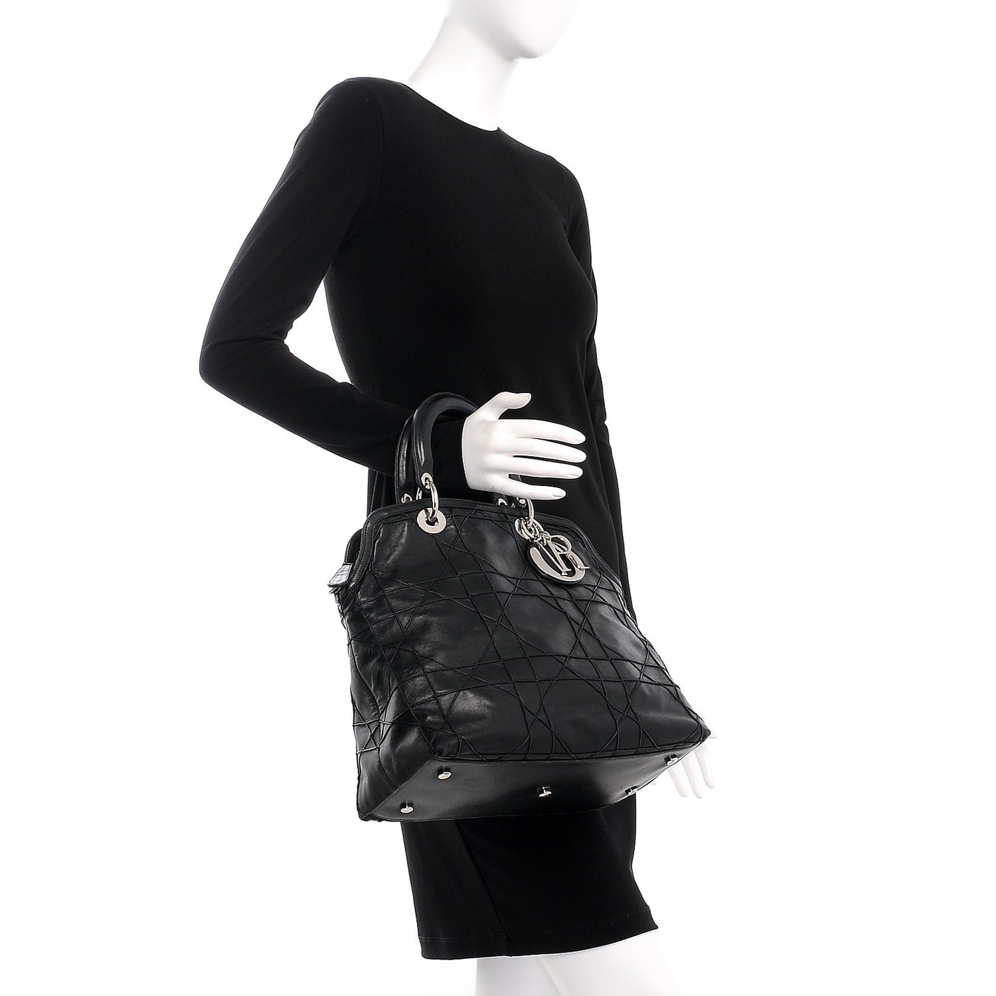 Lambskin Cannage Medium Granville Tote Black