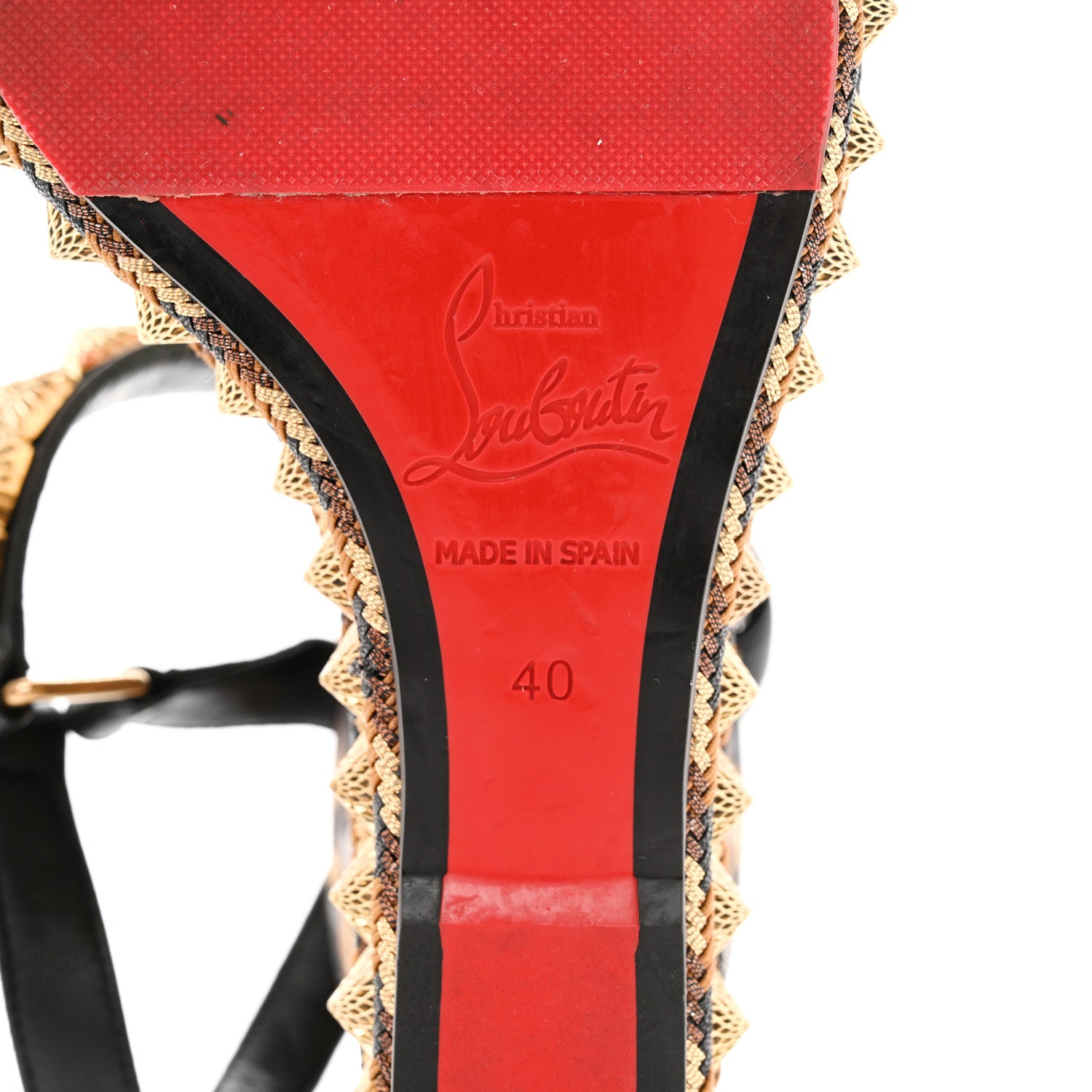 Christian Louboutin Nappa Silk Leopard Pira Ryad 110 Wedge Sandals 40 Black Marron 7 of 9