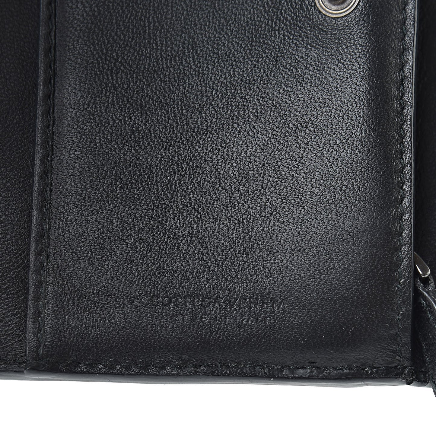 Nappa Intrecciato Continental Compact Flap Wallet Black
