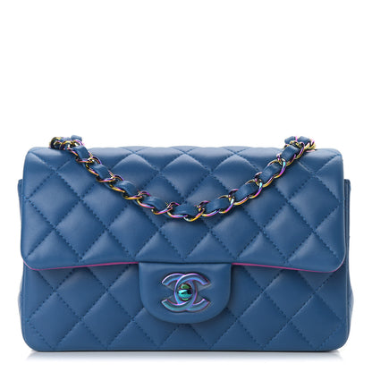 Chanel Lambskin Quilted Mini Rectangular Flap Blue Purple 1 of 11