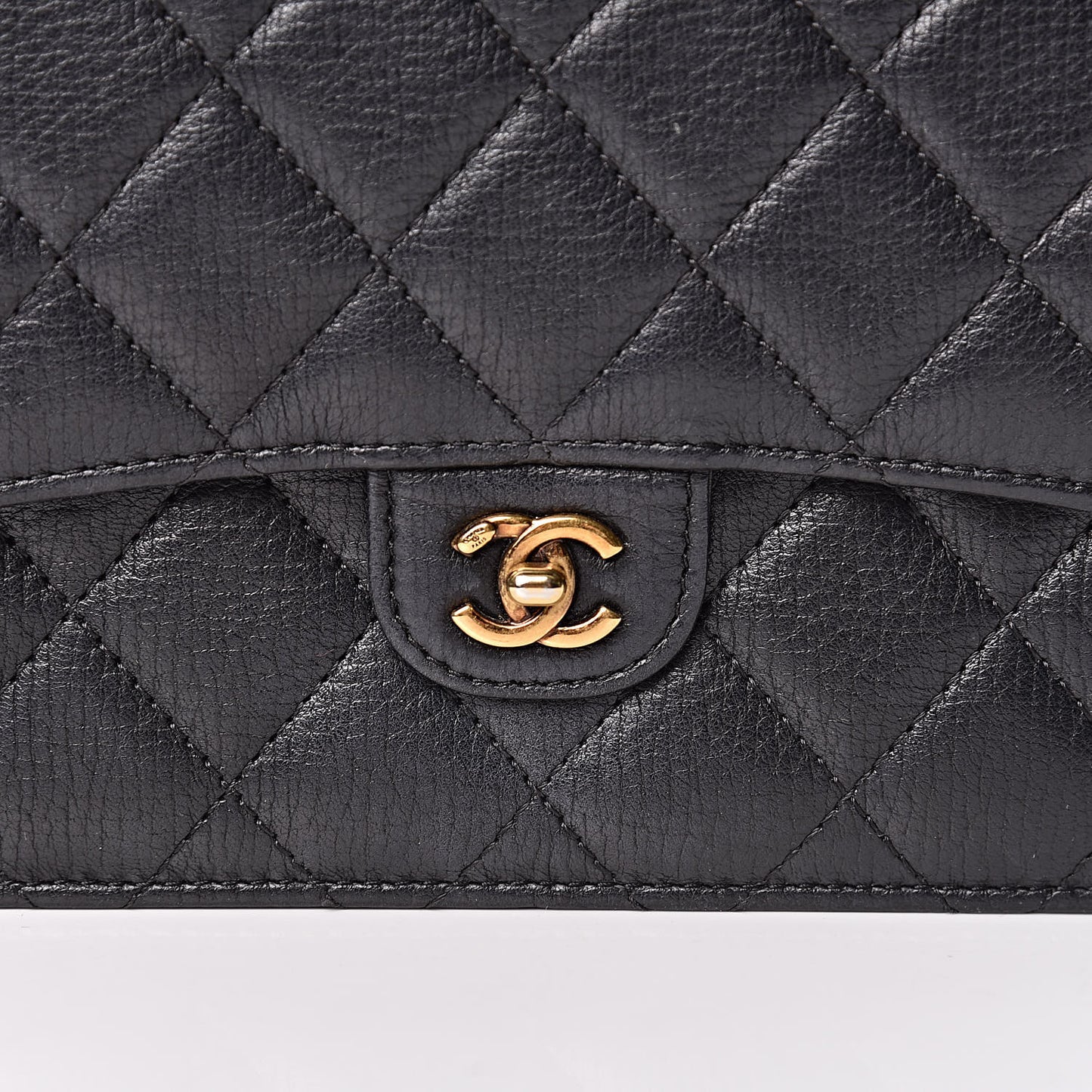 Calfskin Quilted CC Eyelet Wallet On Chain WOC Black