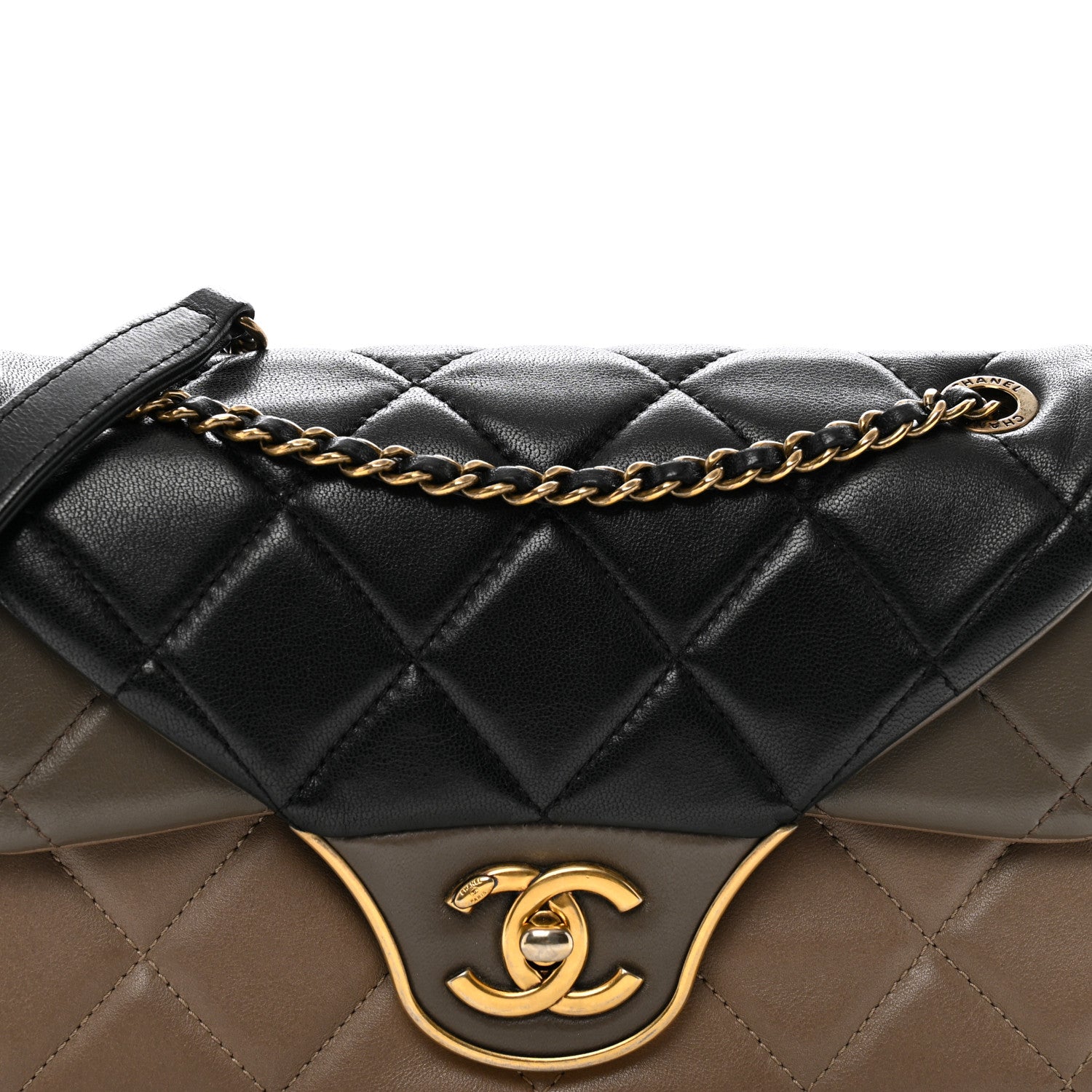 Chanel Lambskin Quilted Tri-Color Small Double Flap Black Taupe Brown 8 of 10