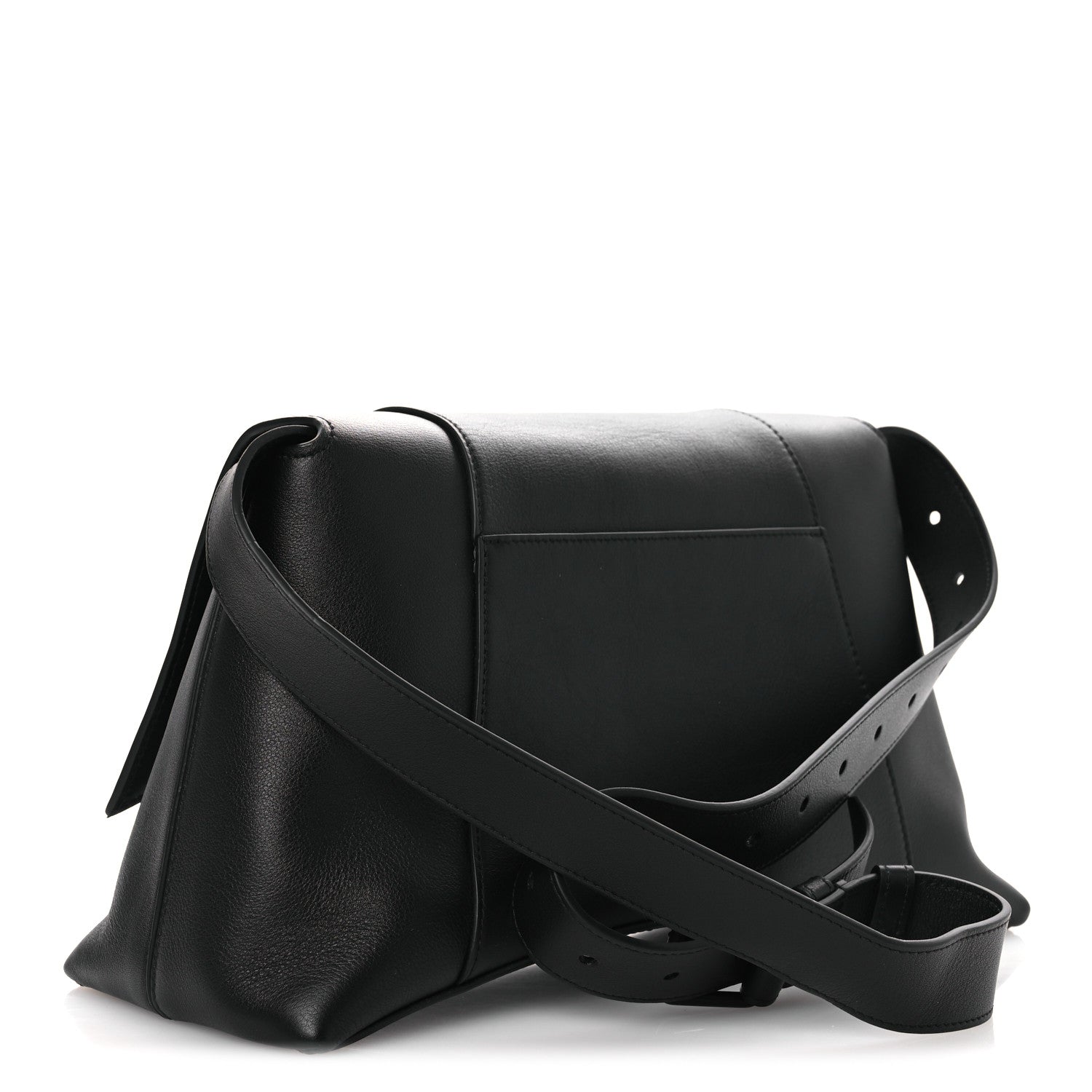 Balenciaga Semi Shiny Smooth Calfskin Monochrome M Downtown Shoulder Bag Black 3 of 12