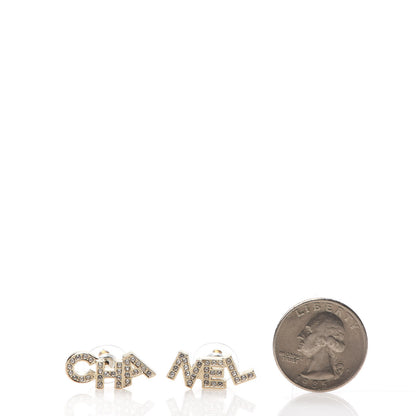 Chanel Crystal Pearl Signature Stud Earrings Gold 2 of 5