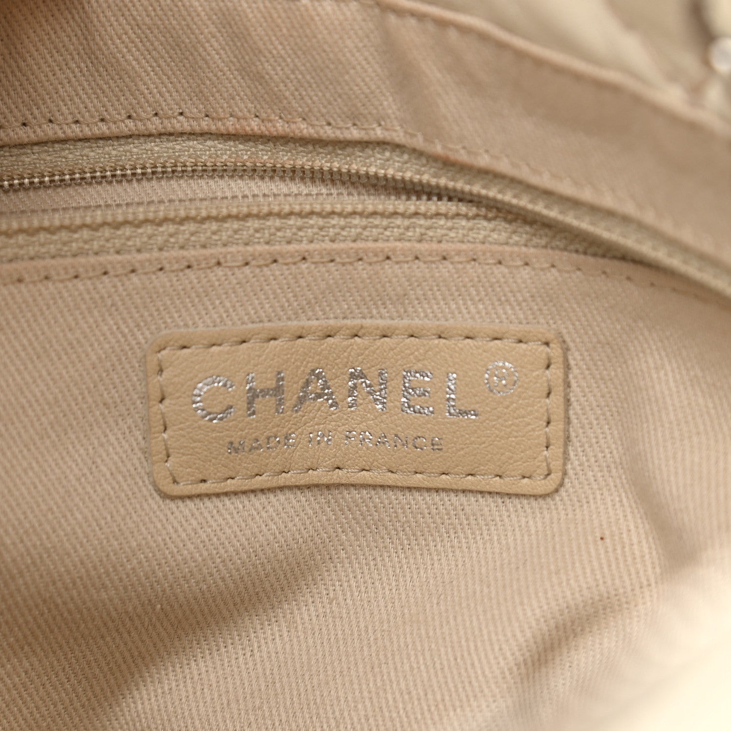 Chanel Calfskin Contrast Stitch Tote Beige 6 of 12