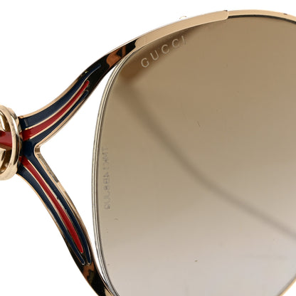 Gucci Metal Oversized Round Frame GG0225S Sunglasses Gold 5 of 7