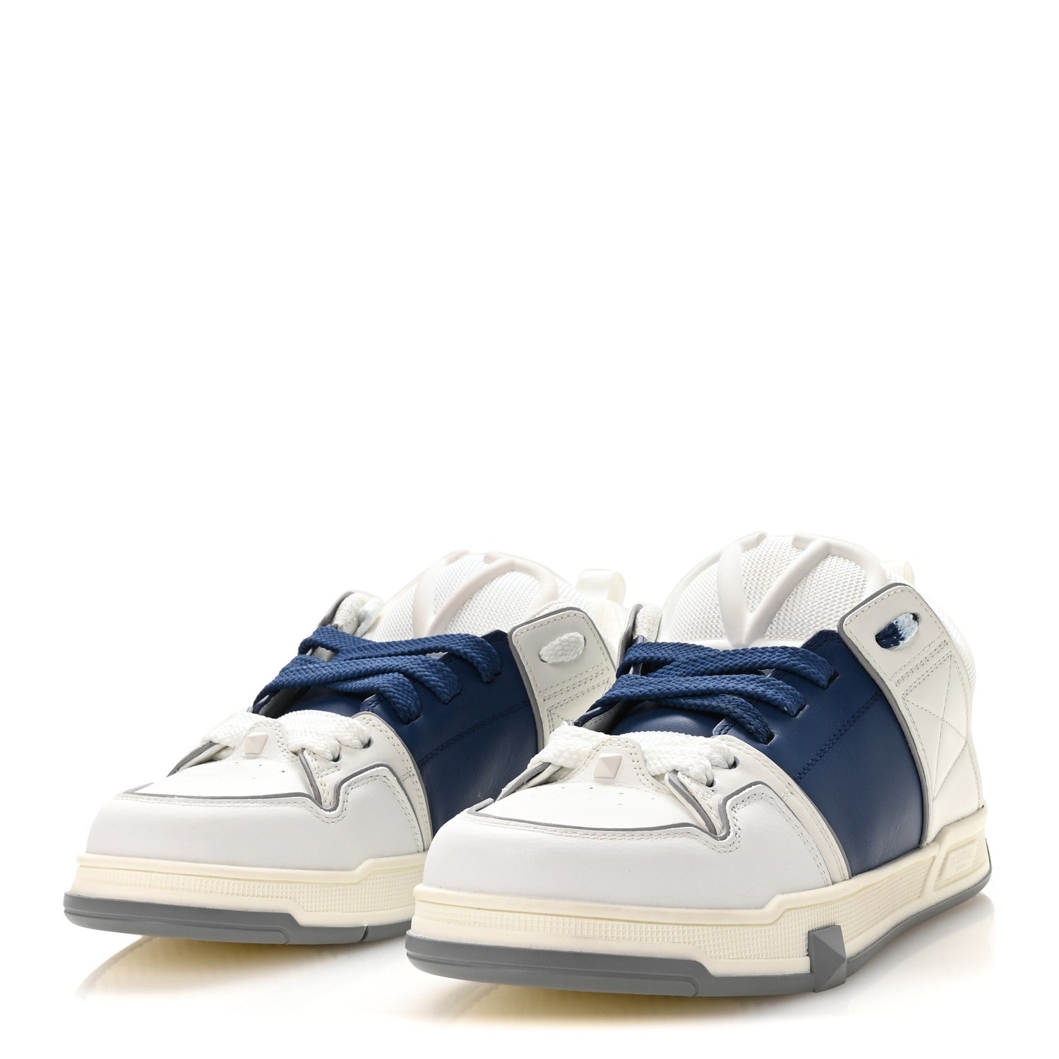 Valentino Garavani Mesh Calfskin Rockstud Womens Platform Sneakers 40 Silver Multicolor 4 of 8