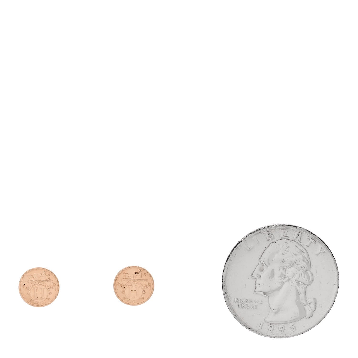 Hermes 18K Rose Gold TPM Ex-Libris Stud Earrings 2 of 5