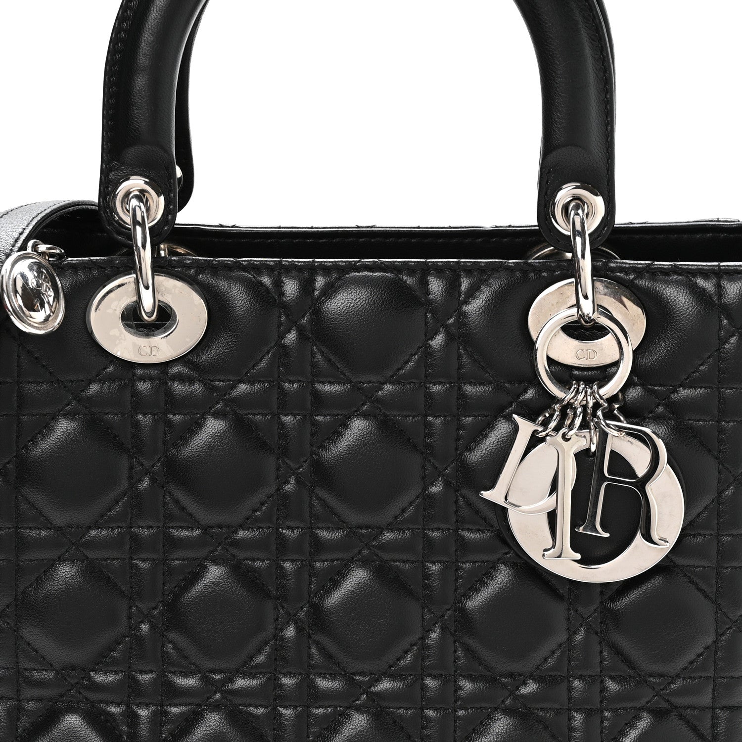 Christian Dior Lambskin Cannage Medium Lady Dior Black 8 of 10