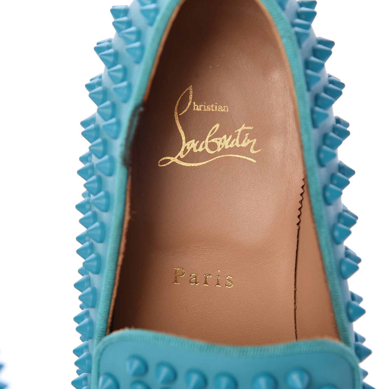 Christian Louboutin Calfskin Mens Rollerboy Spikes Flat Loafers 40.5 Riviera 9 of 15