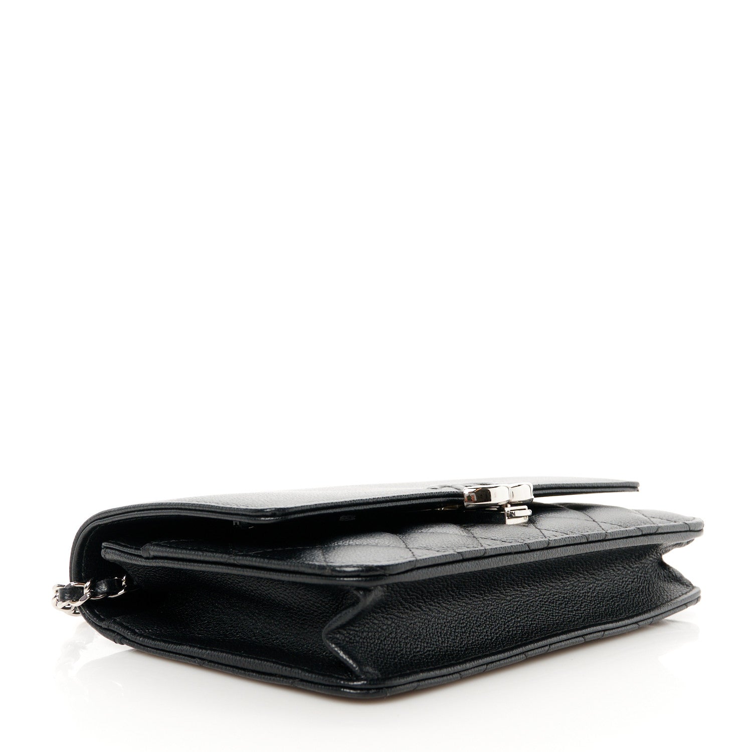 Chanel Grained Calfskin Quilted CC Box Wallet On Chain WOC Black 4 of 11