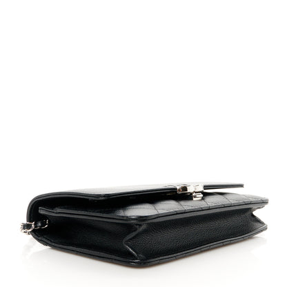 Chanel Grained Calfskin Quilted CC Box Wallet On Chain WOC Black 4 of 11