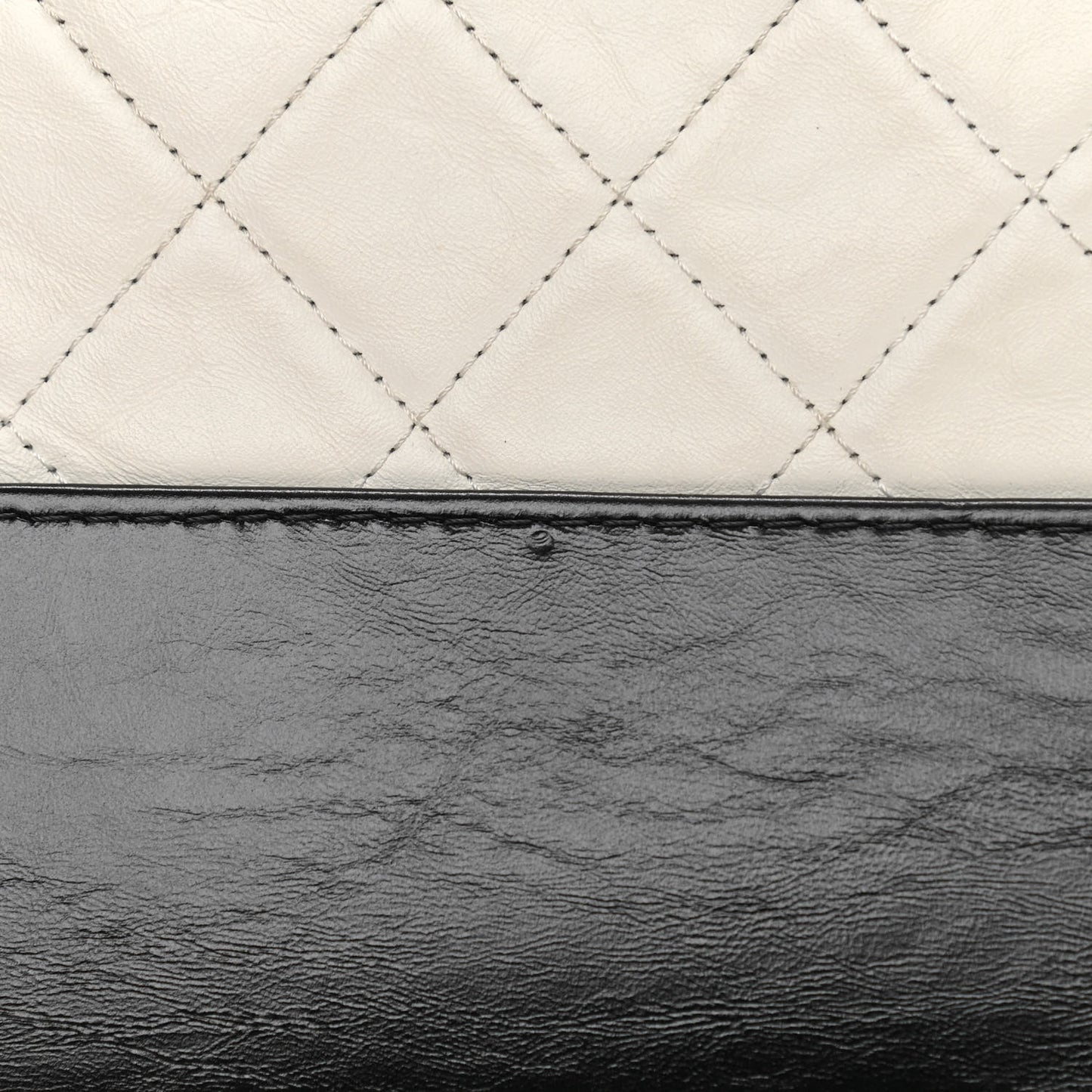 Aged Calfskin Quilted Medium Gabrielle Hobo Black White