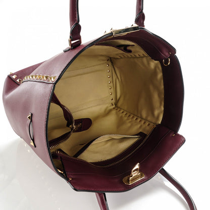 Valentino Garavani Vitello Rockstud Double Handle Tote Rubin 7 of 10