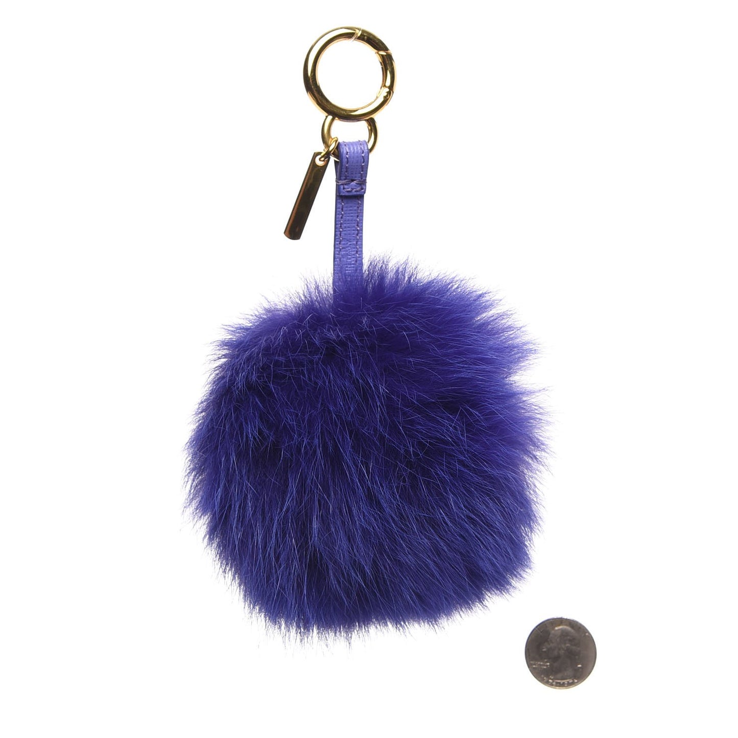 Fox Fur Vitello Elite Pom Pom Bag Charm Viola Cassis