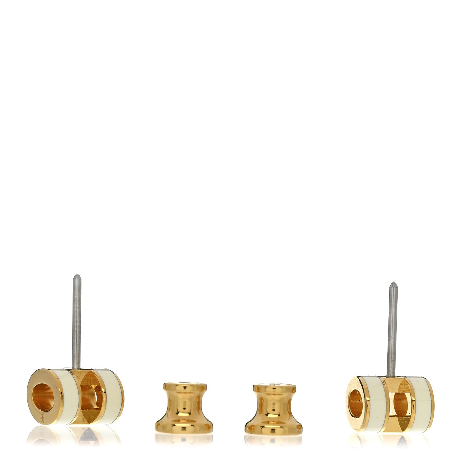 Hermes Gold Lacquered Mini Pop H Earrings White 3 of 4