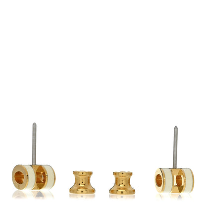 Hermes Gold Lacquered Mini Pop H Earrings White 3 of 4