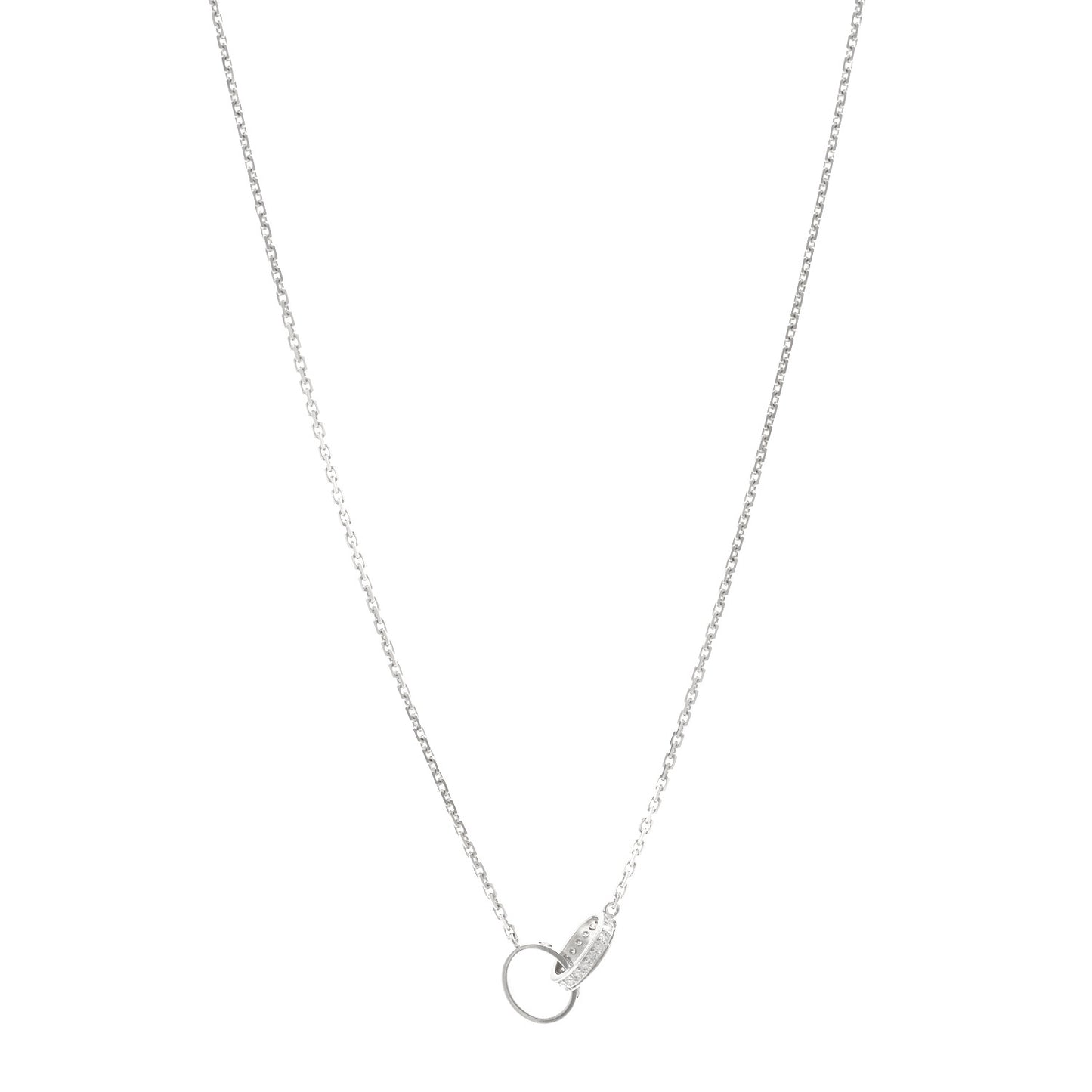 18K White Gold Diamond Interlocking LOVE Necklace