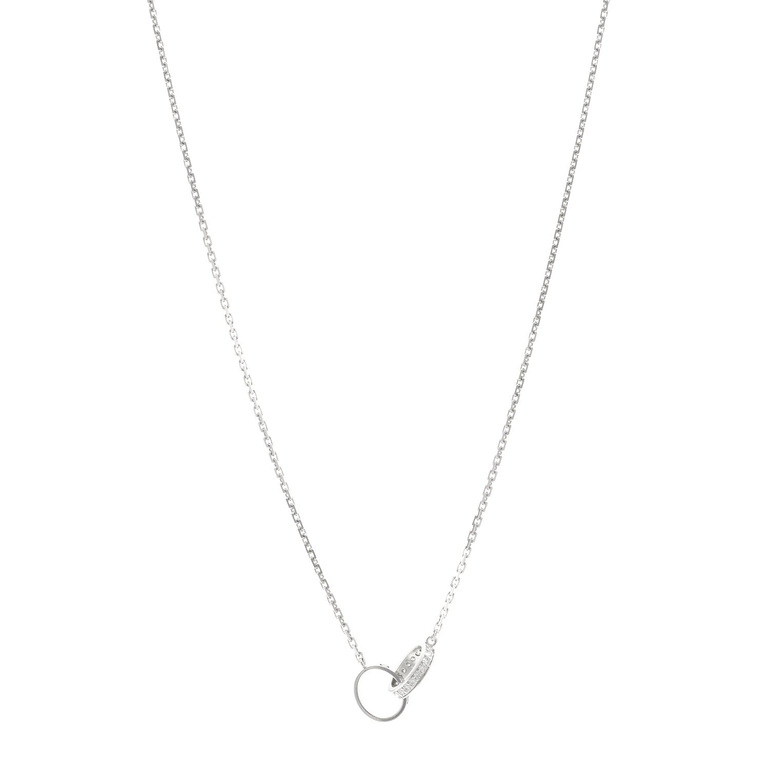 Cartier 18K White Gold Diamond Interlocking LOVE Necklace 1 of 4