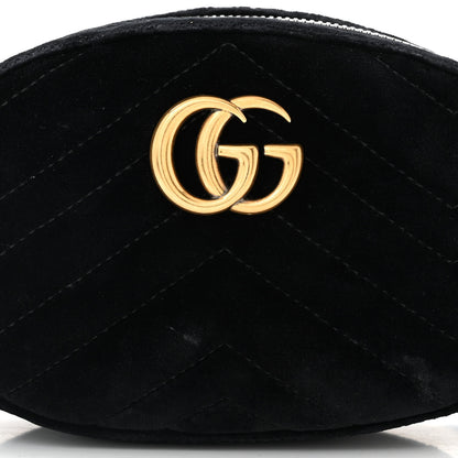 Gucci Velvet Matelasse GG Marmont Belt Bag 85 34 Black 8 of 10