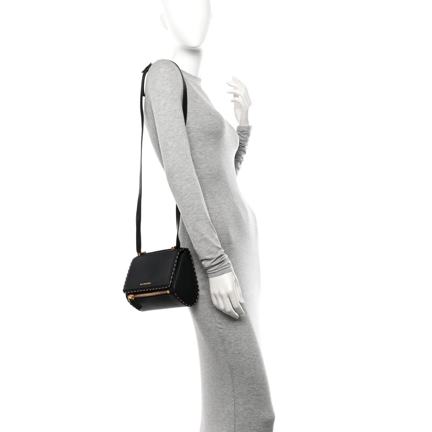 Givenchy Calfskin Metal Trim Mini Pandora Box Crossbody Bag Black 2 of 10