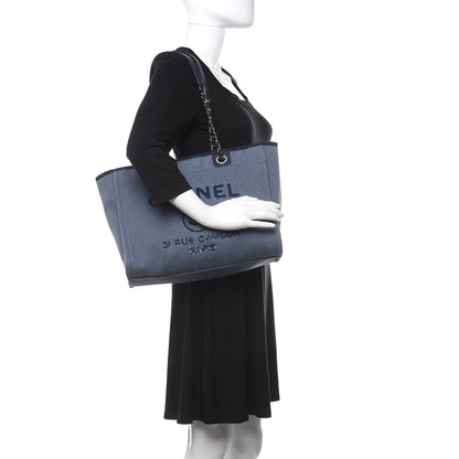 Chanel Canvas Sequin Small Deauville Tote Navy 2 of 10