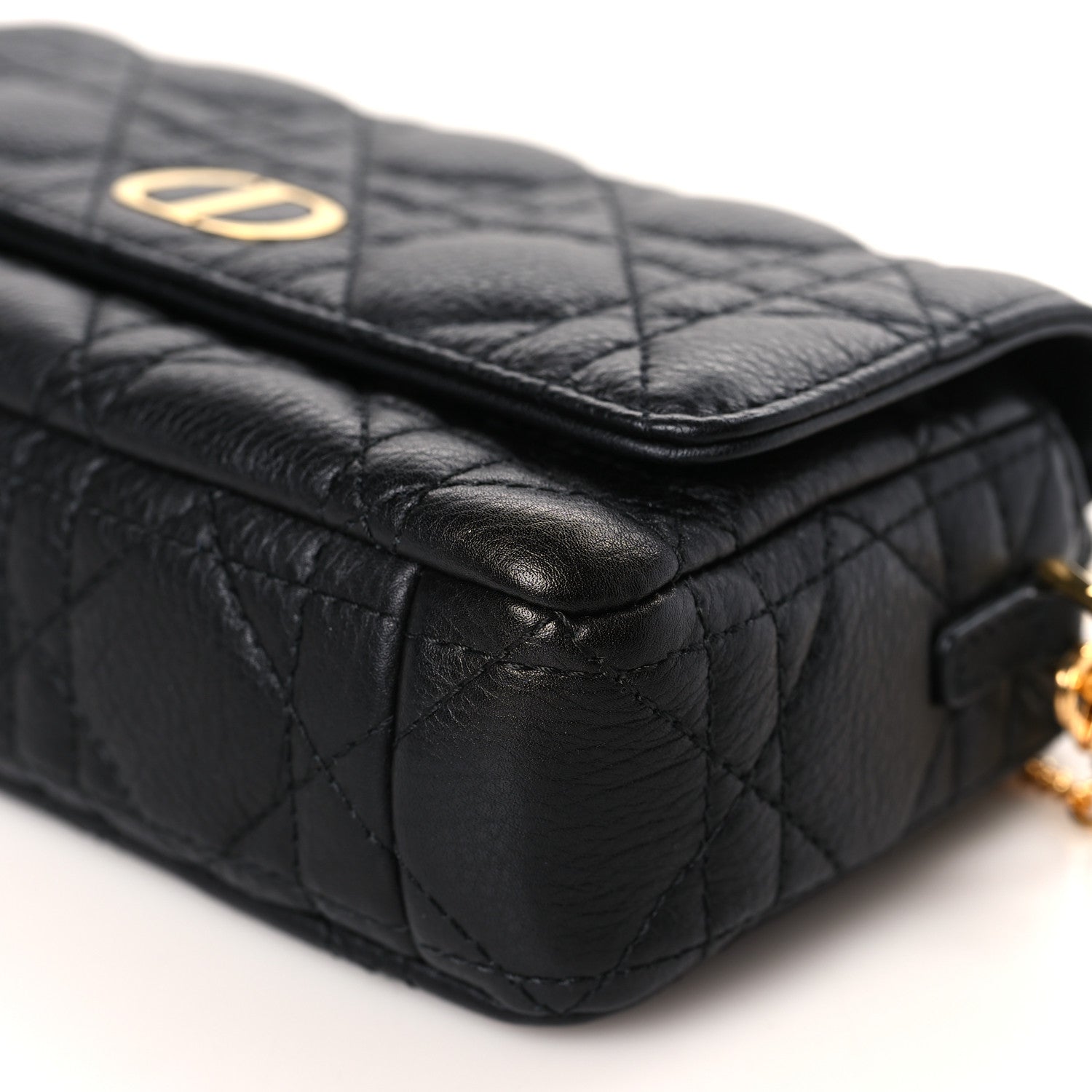 Christian Dior Supple Calfskin Cannage Caro Pouch with Chain Black 9 of 9