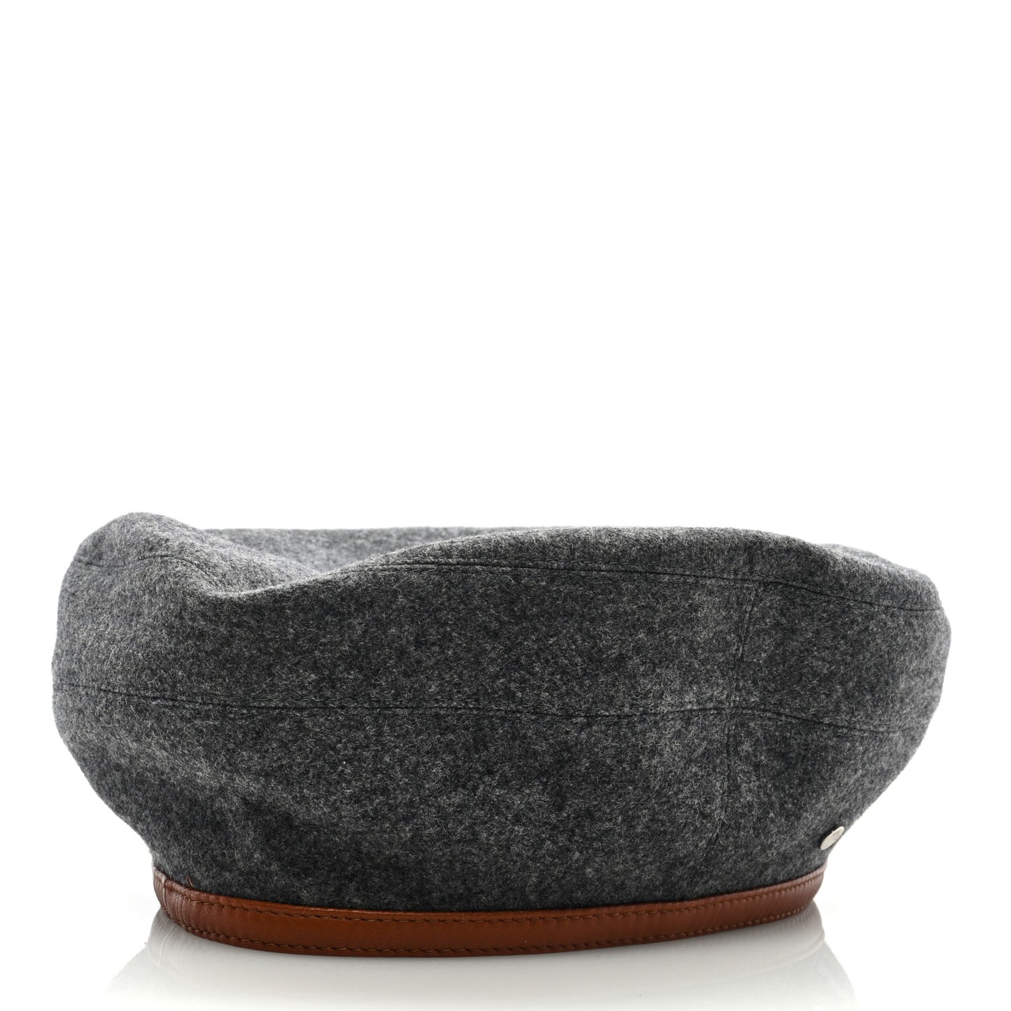 Cashmere Lambskin Femme Saint Honore Beret 56 Gris Flanelle Cognac