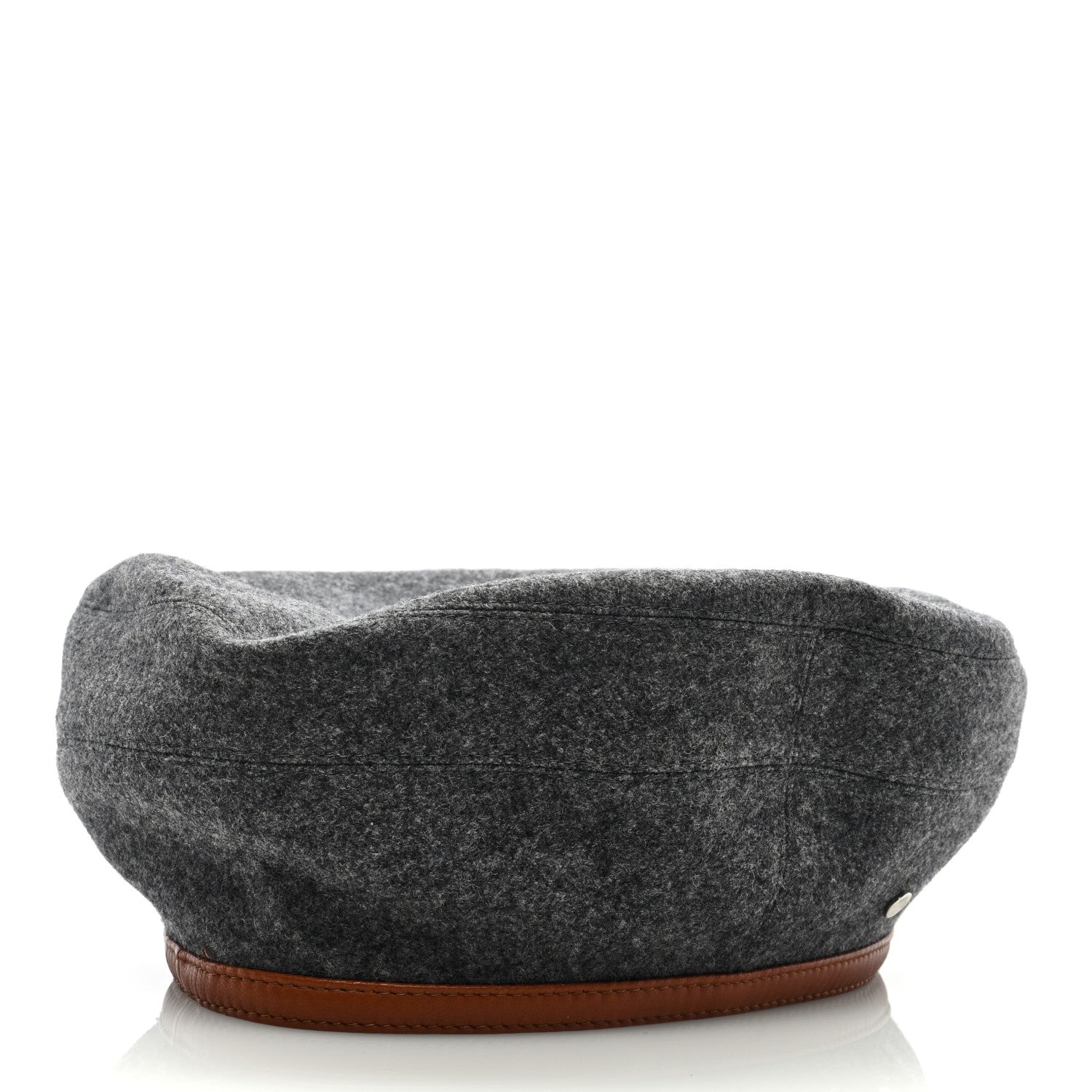 Hermes Cashmere Lambskin Femme Saint Honore Beret 56 Gris Flanelle Cognac 3 of 7