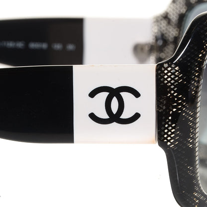 Chanel Acetate CC Lace Effect Sunglasses 5146 Black White 4 of 6