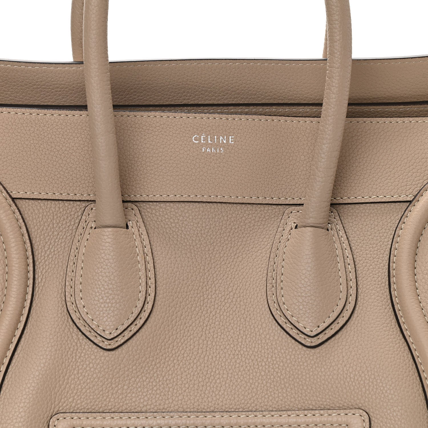 Celine Drummed Calfskin Mini Luggage Dune 7 of 10