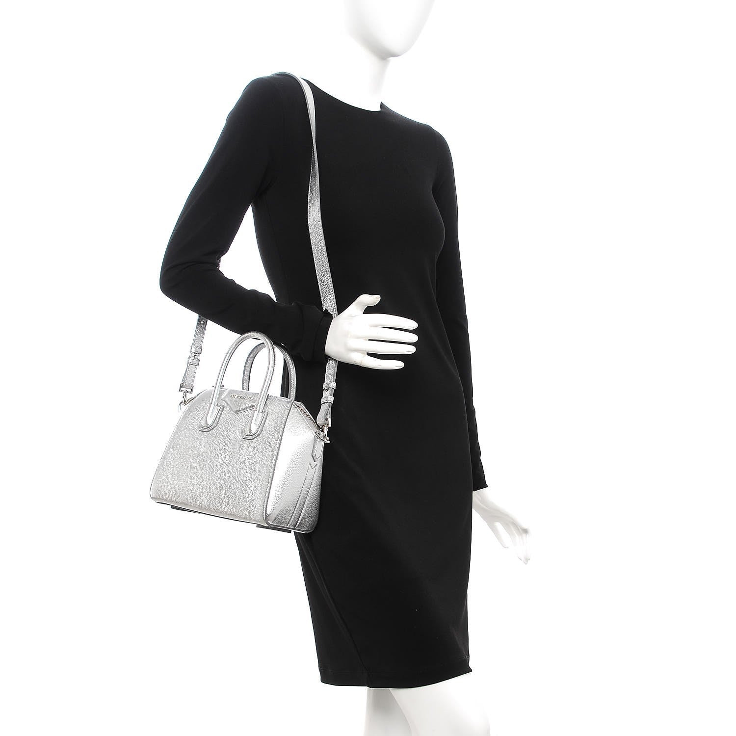 Givenchy Metallic Sugar Goatskin Mini Antigona Silver 2 of 8