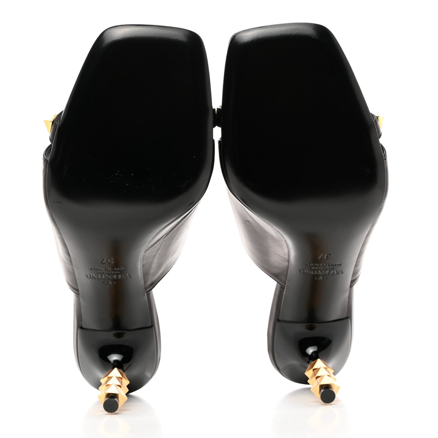 Nappa Rockstud Tower Heel Mules 37 Black