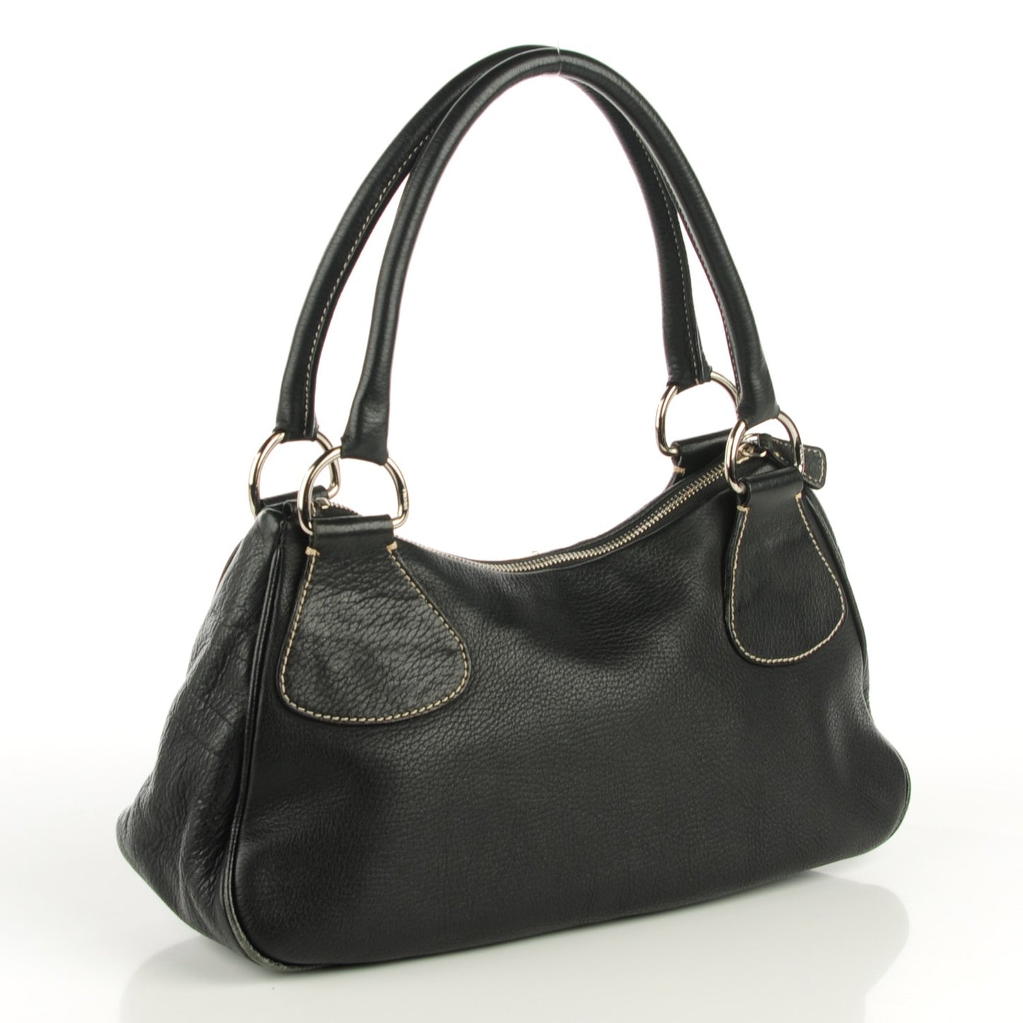Vitello Daino Box Shoulder Bag Nero Black