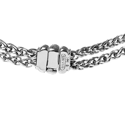 David Yurman Sterling Silver Diamond 18mm Double Wheat Chain Necklace 5 of 5