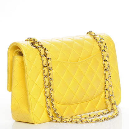 Chanel Lambskin Quilted Medium Double Flap Yellow 3 of 8