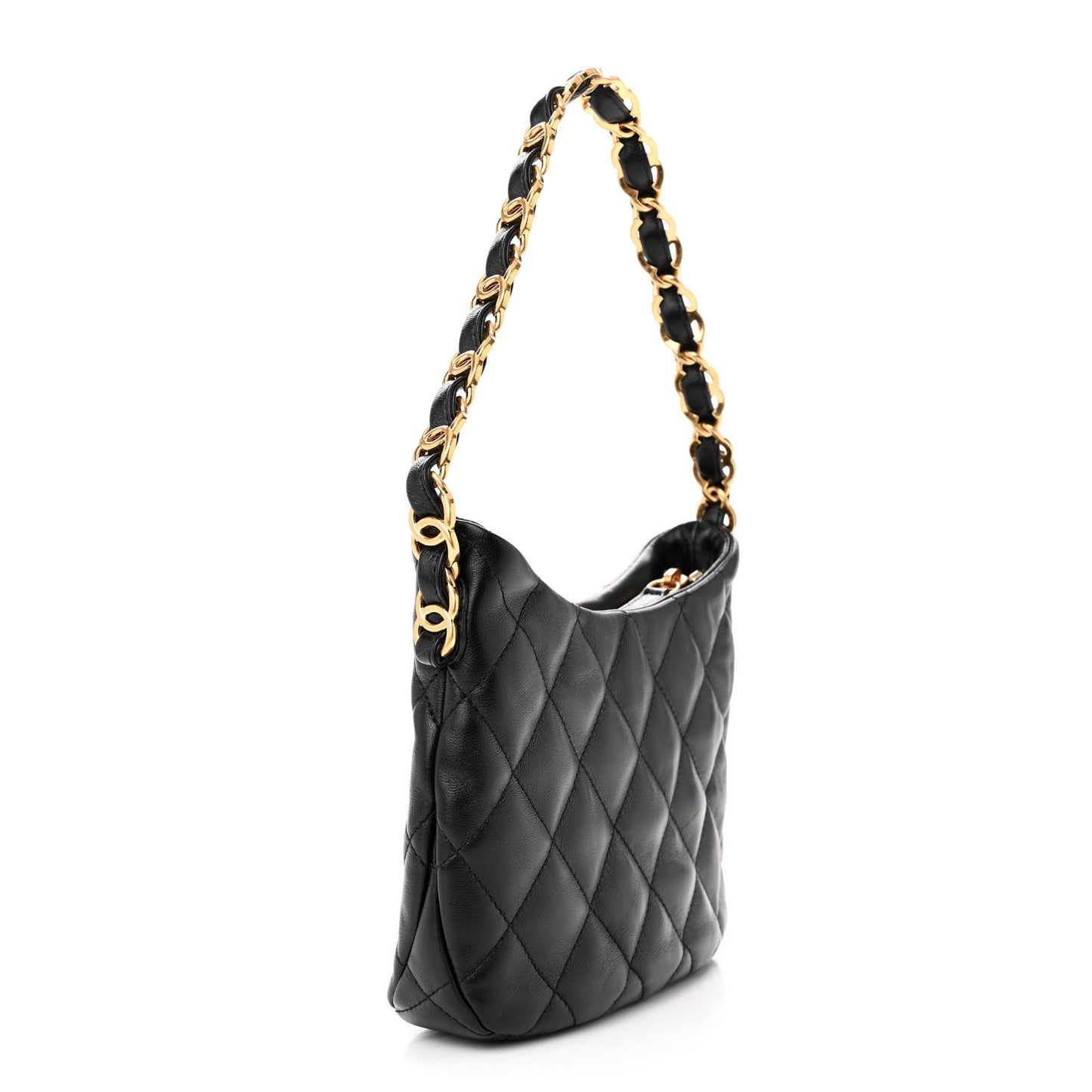 Lambskin Quilted CC Links Hobo Black