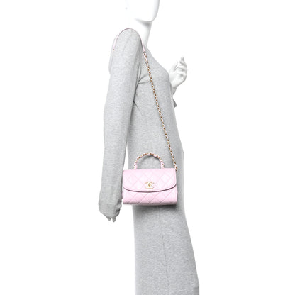 Chanel Crumpled Lambskin Quilted Mini CC Links Top Handle Flap Light Pink 2 of 10