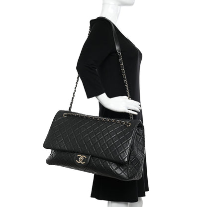 Chanel Calfskin Quilted XXL Travel Flap Bag Black 2 of 11