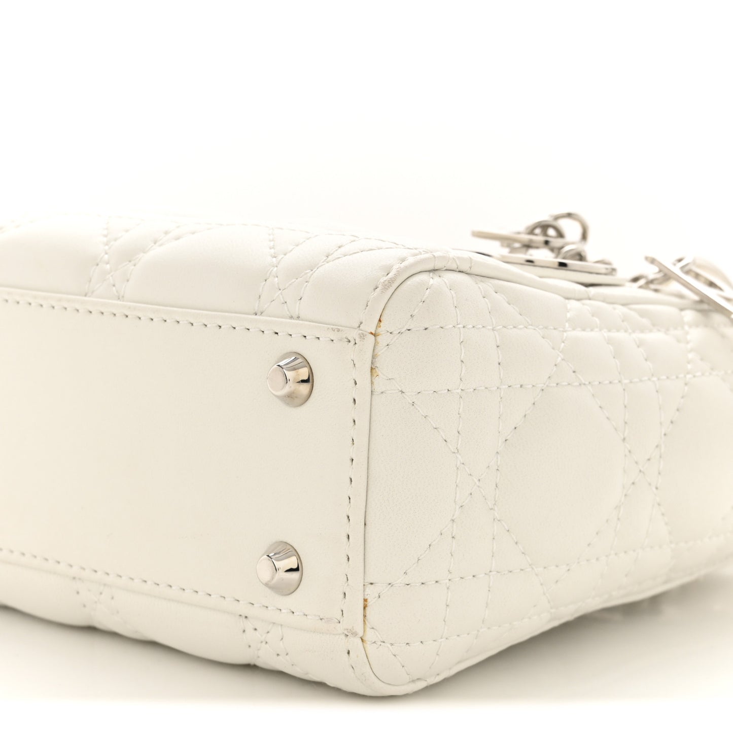 Lambskin Cannage Mini Lady Dior White