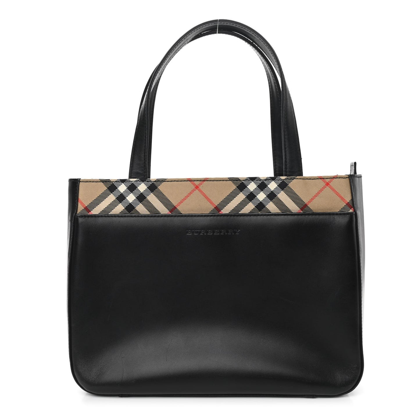 Calfskin House Check Small Tote Black