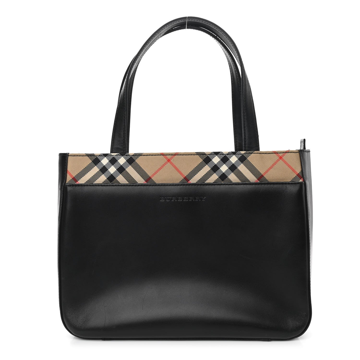 Burberry Calfskin House Check Small Tote Black 1 of 9