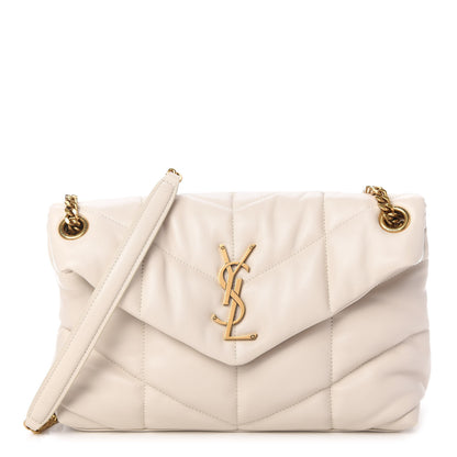 Saint Laurent Lambskin Quilted Small Loulou Puffer Monogram Chain Satchel Crema Soft 1 of 11