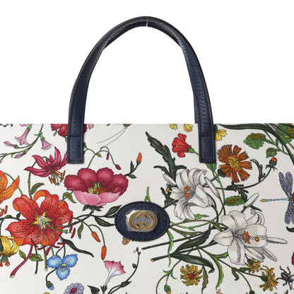 Gucci Canvas Large Flora Tote Navy Multicolor 10 of 12