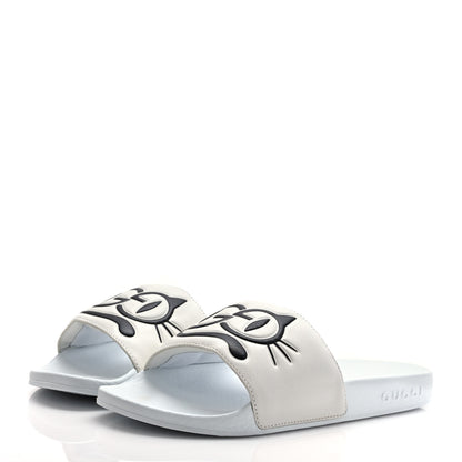 Gucci Nappa Interlocking G Cat Womens Pursuit Slide Sandals 35 Great White 3 of 7