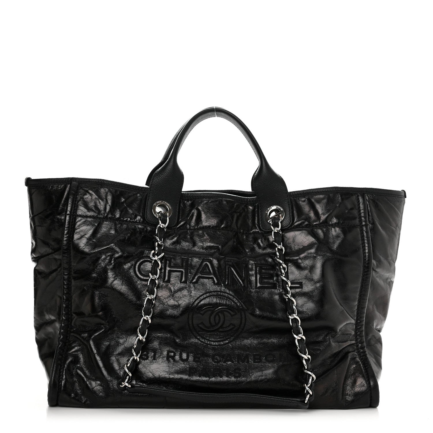 Chanel Glazed Calfskin Medium Deauville Tote Black 1 of 11