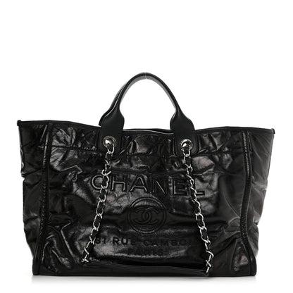 Chanel Glazed Calfskin Medium Deauville Tote Black 1 of 11