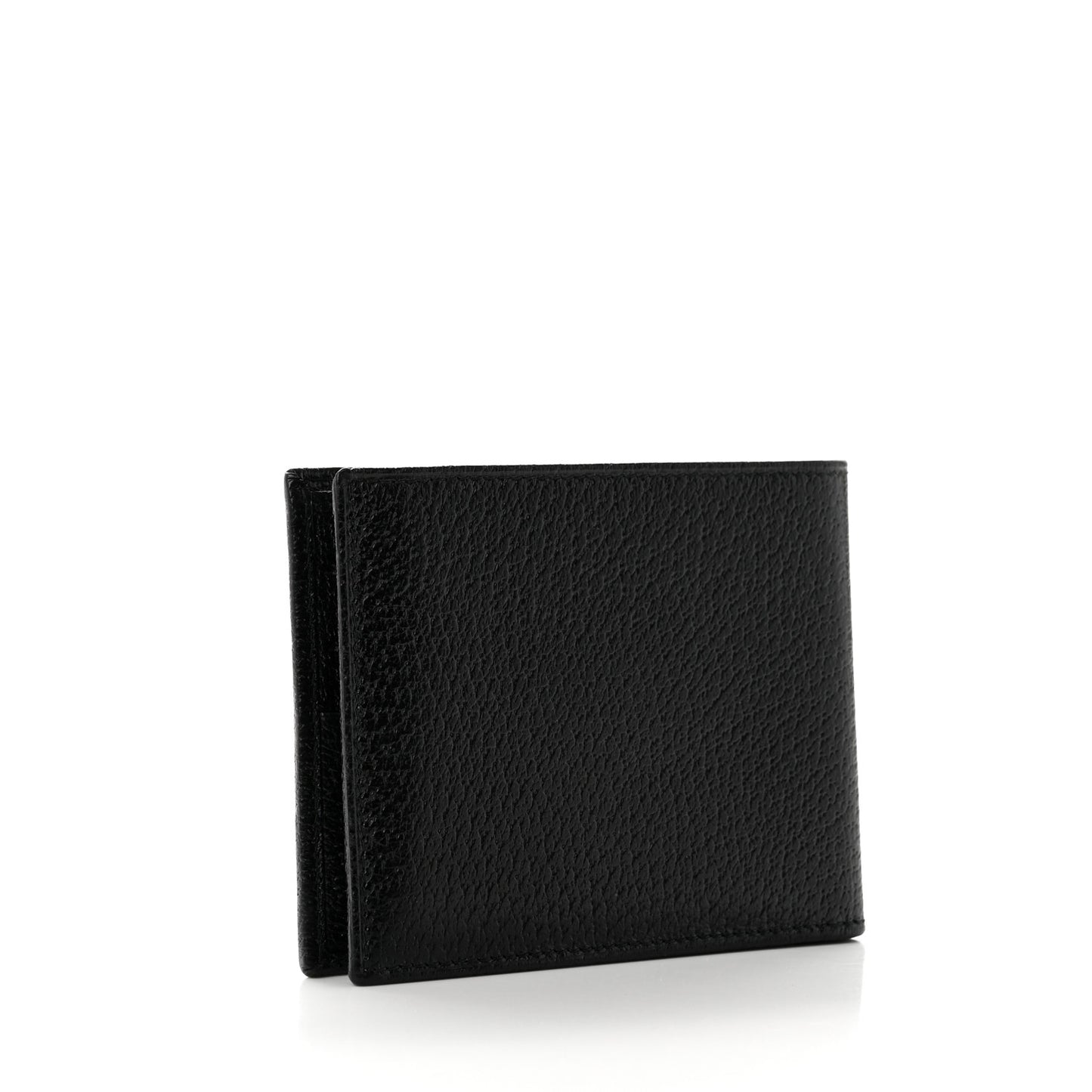 Calfskin Boar Effect Bi-Fold Wallet Black