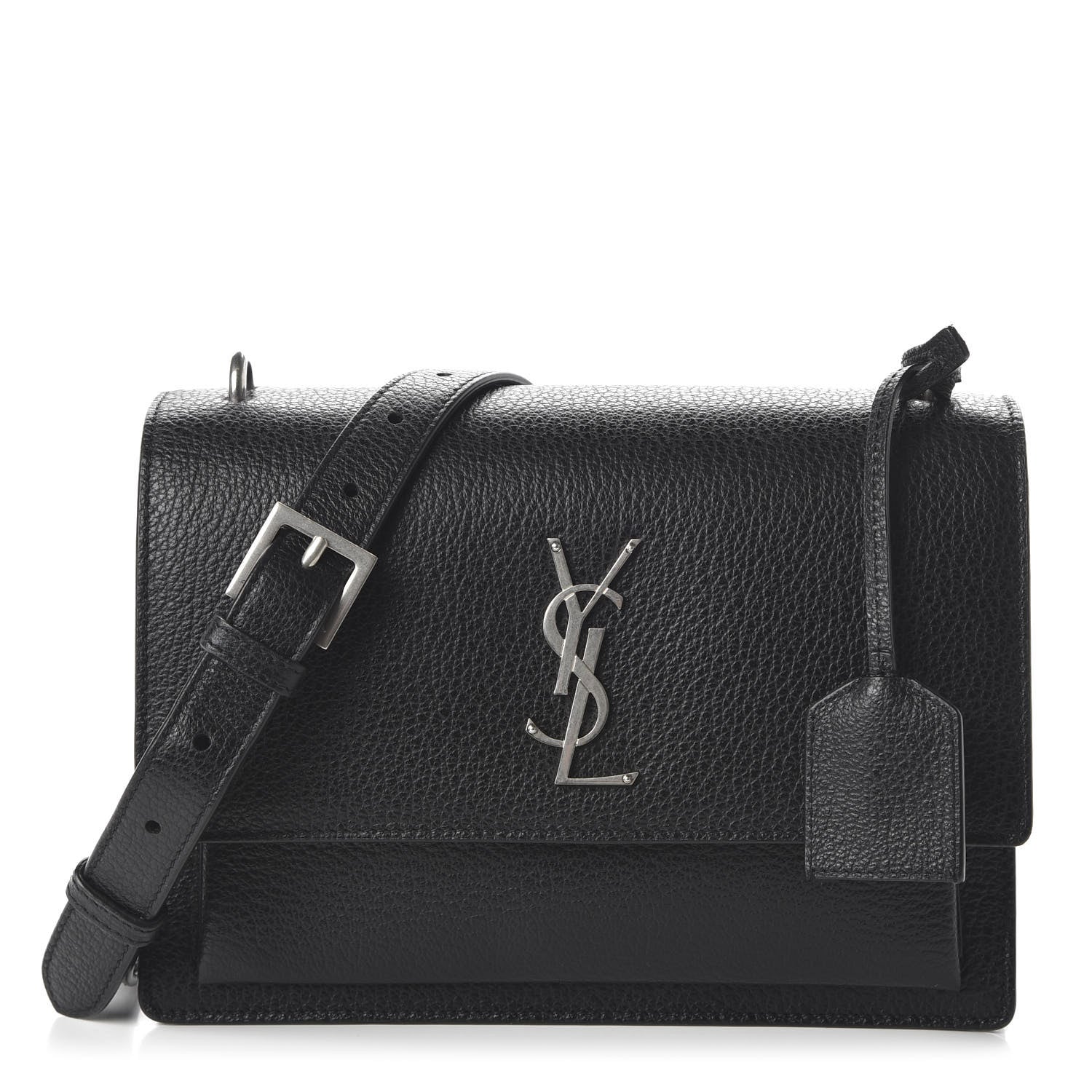 Saint Laurent Grained Calfskin Medium Monogram Sunset Satchel Black 1 of 9