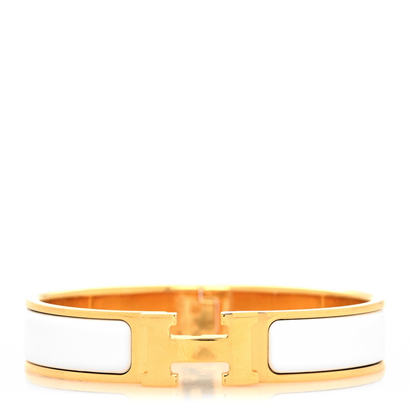 Enamel Narrow Clic Clac H Bracelet PM White